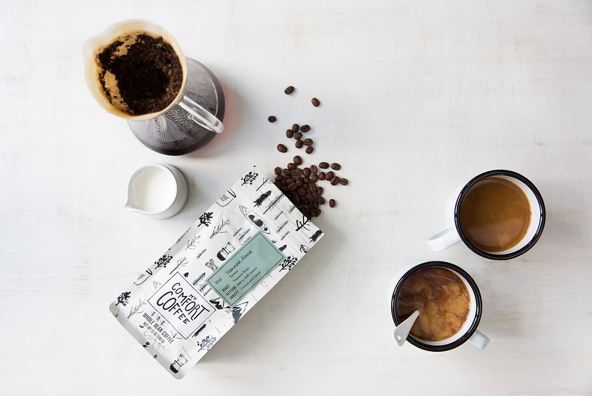 （餐飲）Comfort咖啡品牌vi設計&mdash;&mdash;插圖包裝視覺設計，vi設計，餐飲vi設計，餐飲品牌vi設計，包裝視覺設計，品牌標識vi設計，品牌vi設計，品牌策劃，深圳vi設計，左右格局